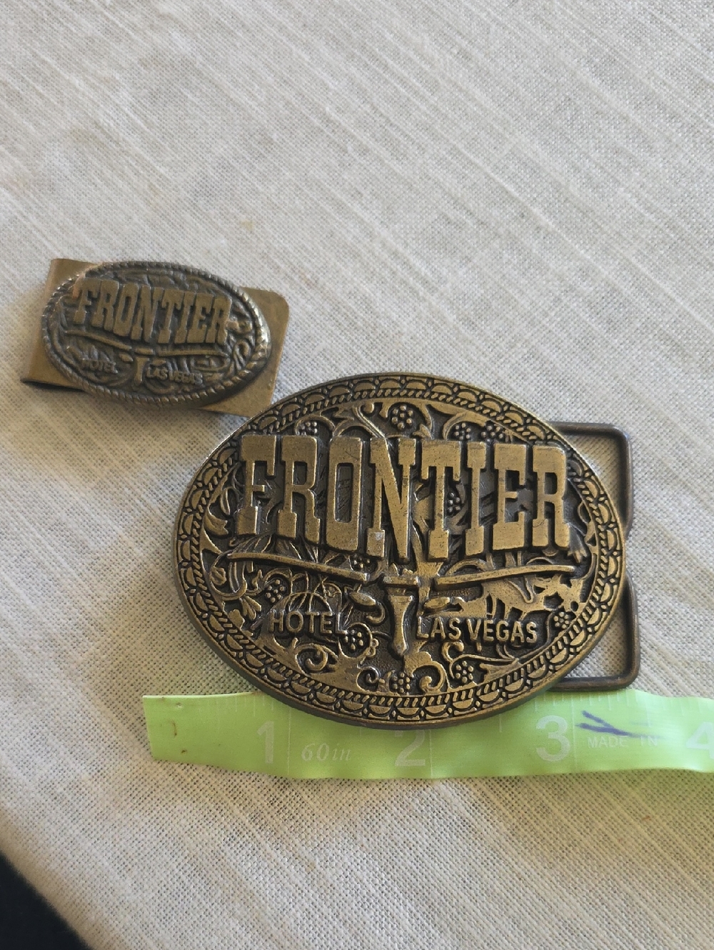 Frontier Hotel Las Vegas Brass Belt Buckle